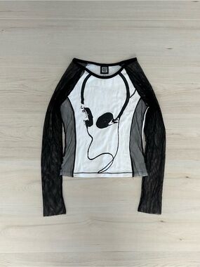 y2k funky diva mesh headphone top